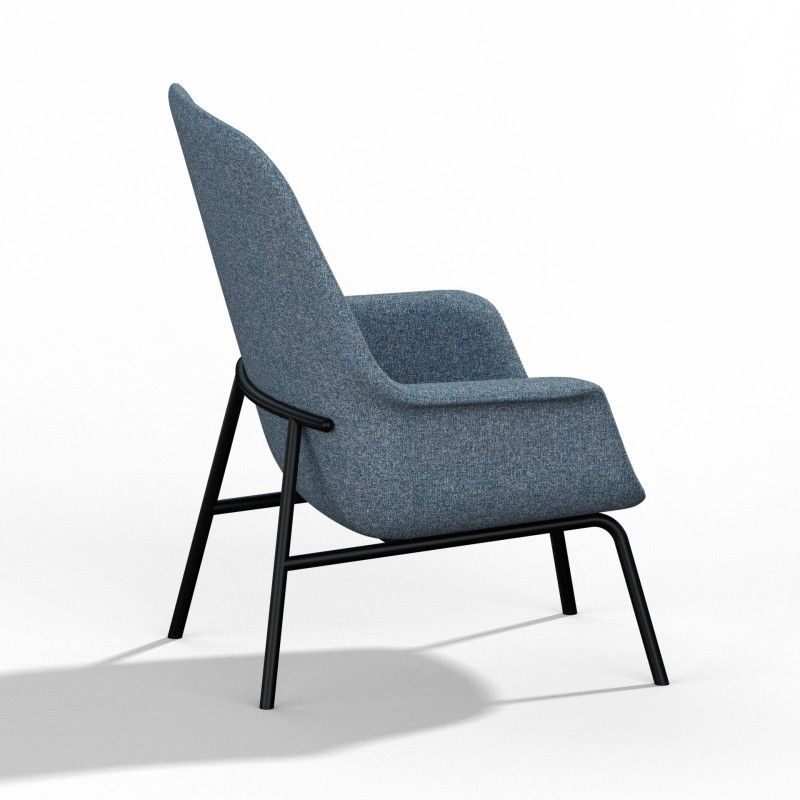 Pi‑H4LM High‑Back Lounge Chair – Moulded Foam Interior · Fabric Upholstery · Metal Base