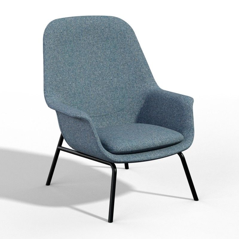 Pi‑H4LM High‑Back Lounge Chair – Moulded Foam Interior · Fabric Upholstery · Metal Base