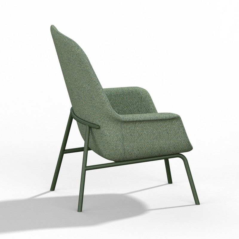 Pi‑H4LM High‑Back Lounge Chair – Moulded Foam Interior · Fabric Upholstery · Metal Base