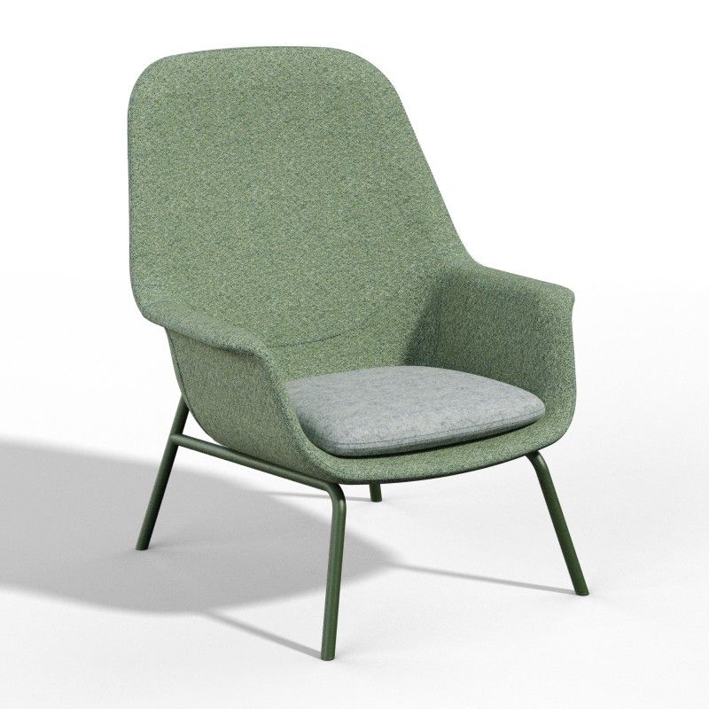 Pi‑H4LM High‑Back Lounge Chair – Moulded Foam Interior · Fabric Upholstery · Metal Base