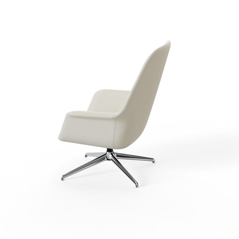 Pi‑H4SM High‑Back Lounge Chair – Moulded Foam Interior · Fabric Upholstery · Swivel Aluminum Base