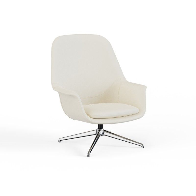 Pi‑H4SM High‑Back Lounge Chair – Moulded Foam Interior · Fabric Upholstery · Swivel Aluminum Base