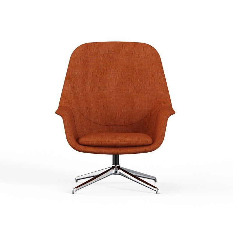 Pi‑H4SM High‑Back Lounge Chair – Moulded Foam Interior · Fabric Upholstery · Swivel Aluminum Base