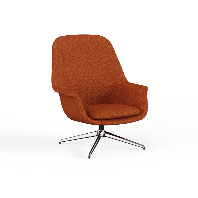 Pi‑H4SM High‑Back Lounge Chair – Moulded Foam Interior · Fabric Upholstery · Swivel Aluminum Base