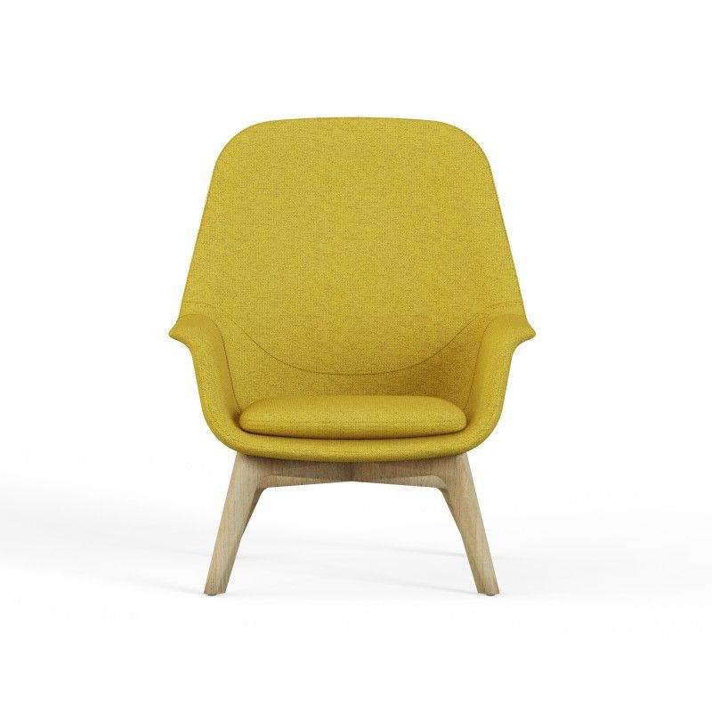 Pi‑H4LW High‑Back Lounge Chair – Moulded Foam Interior · Fabric Upholstery · Solid Wood Legs