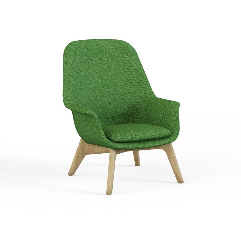 Pi‑H4LW High‑Back Lounge Chair – Moulded Foam Interior · Fabric Upholstery · Solid Wood Legs