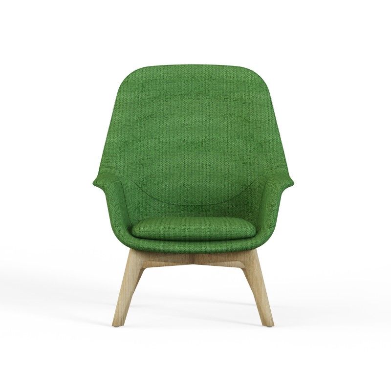 Pi‑H4LW High‑Back Lounge Chair – Moulded Foam Interior · Fabric Upholstery · Solid Wood Legs