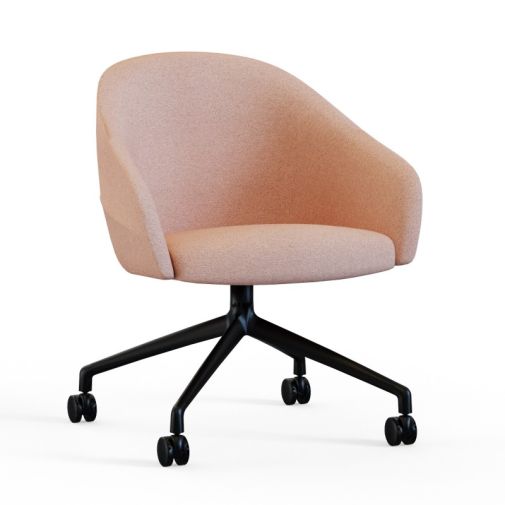Leaf‑S4SM‑W Lounge Chair – Moulded Foam Interior · Fabric Upholstery · Aluminum Four‑Star Base with Casters