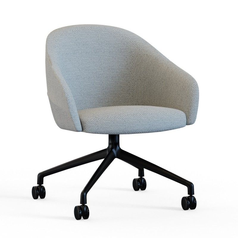 Leaf‑S4SM‑W Lounge Chair – Moulded Foam Interior · Fabric Upholstery · Aluminum Four‑Star Base with Casters