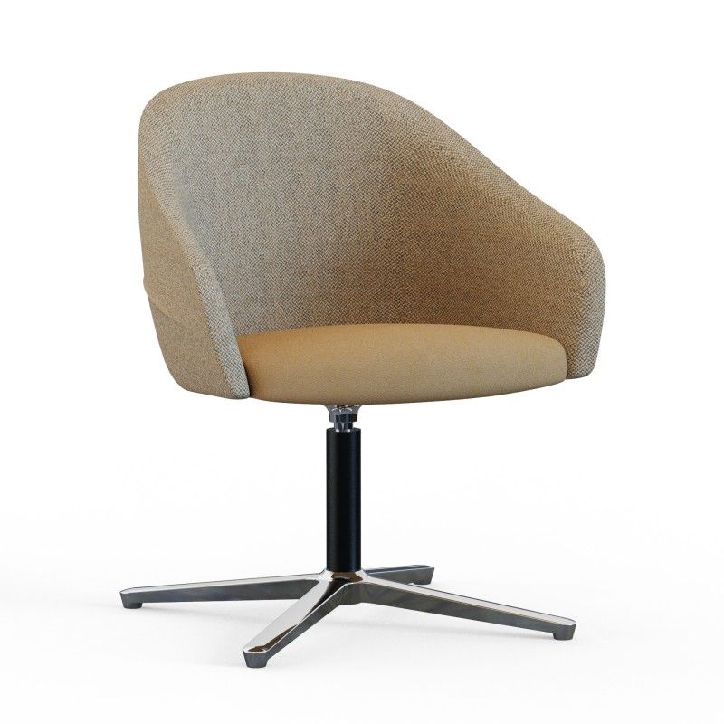 Leaf‑S4SM Lounge Chair – Moulded Foam Interior · Fabric Upholstery · Fixed Aluminum Four‑Star Base