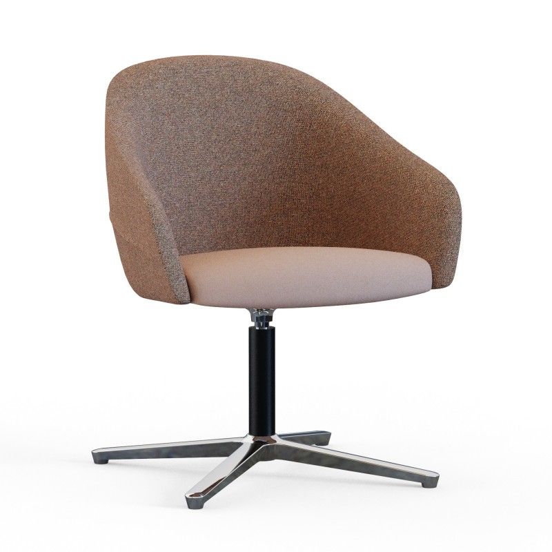 Leaf‑S4SM Lounge Chair – Moulded Foam Interior · Fabric Upholstery · Fixed Aluminum Four‑Star Base