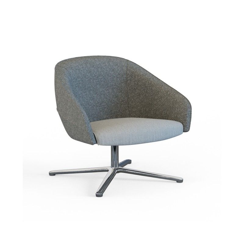 Leaf‑L4SM‑1 Lounge Chair – Moulded Foam Interior · Fabric Upholstery · Aluminum Swivel Base