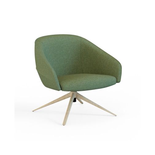 Leaf‑L4SM‑3 Lounge Chair | Metal Auto‑Return Swivel Base with Wood‑Grain Finish