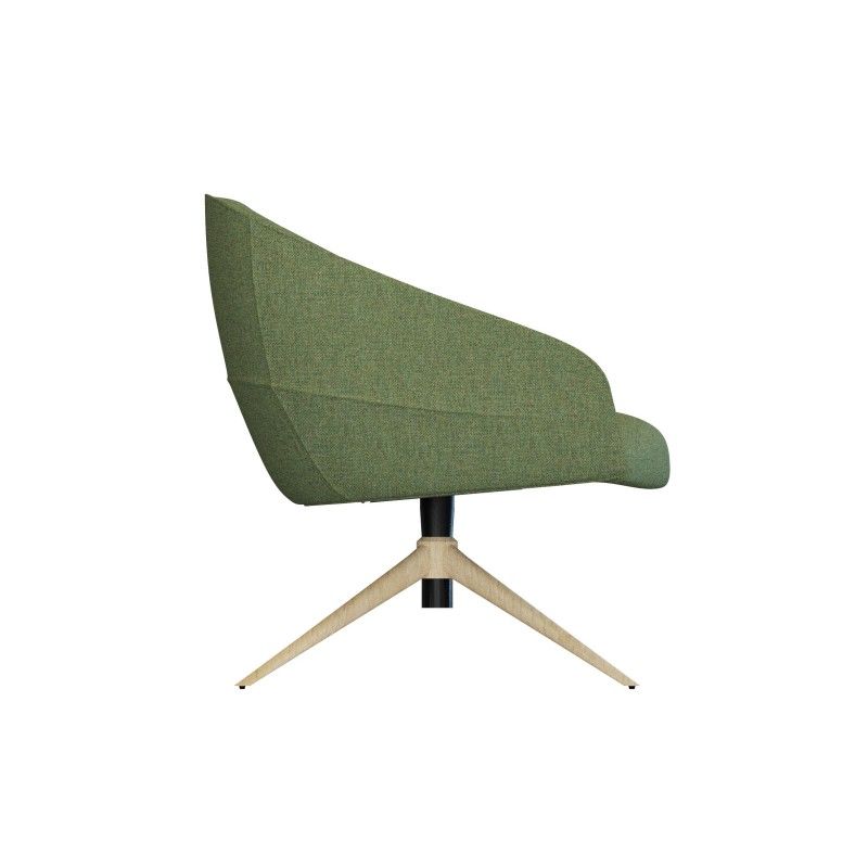 Leaf‑L4SM‑3 Lounge Chair | Metal Auto‑Return Swivel Base with Wood‑Grain Finish