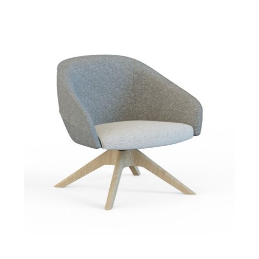 Leaf‑L4SW Lounge Chair – Moulded Foam Interior · Fabric Upholstery · Solid Wood Swivel Base