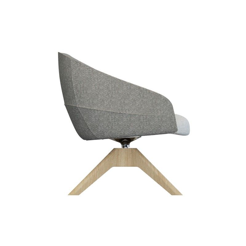 Leaf‑L4SW Lounge Chair – Moulded Foam Interior · Fabric Upholstery · Solid Wood Swivel Base