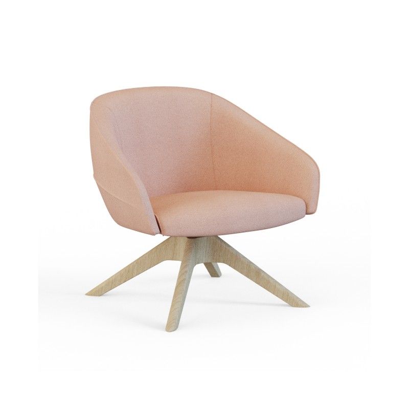 Leaf‑L4SW Lounge Chair – Moulded Foam Interior · Fabric Upholstery · Solid Wood Swivel Base