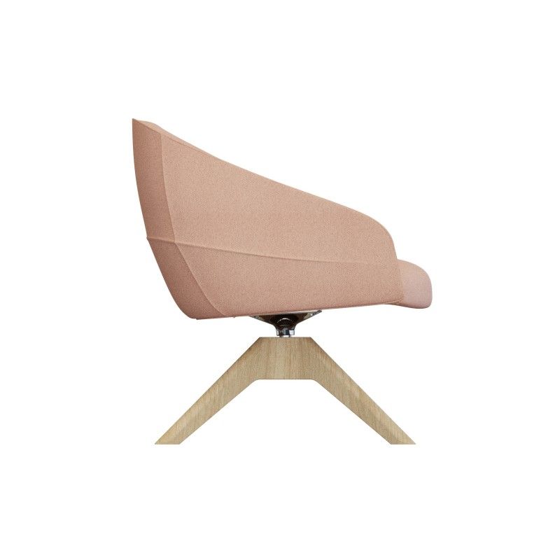 Leaf‑L4SW Lounge Chair – Moulded Foam Interior · Fabric Upholstery · Solid Wood Swivel Base