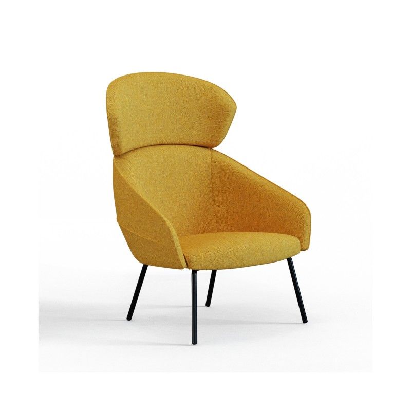 Leaf‑H4LM High‑Back Lounge Chair – Moulded Foam Interior · Fabric Upholstery · Metal Tube Base