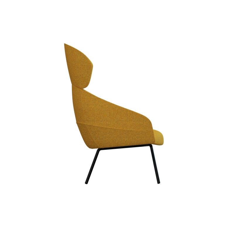 Leaf‑H4LM High‑Back Lounge Chair – Moulded Foam Interior · Fabric Upholstery · Metal Tube Base