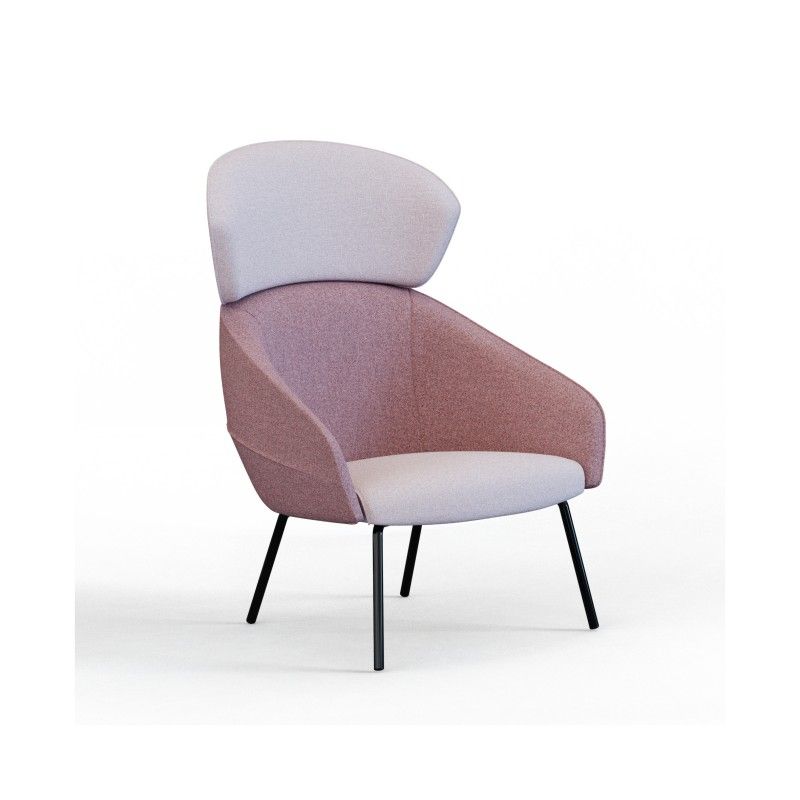 Leaf‑H4LM High‑Back Lounge Chair – Moulded Foam Interior · Fabric Upholstery · Metal Tube Base
