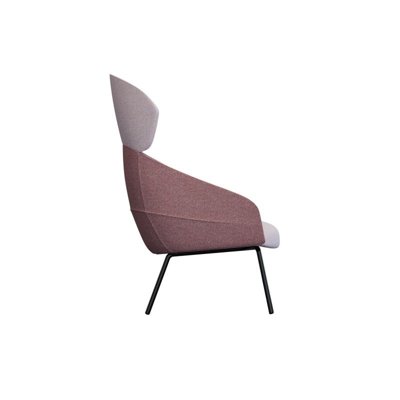 Leaf‑H4LM High‑Back Lounge Chair – Moulded Foam Interior · Fabric Upholstery · Metal Tube Base