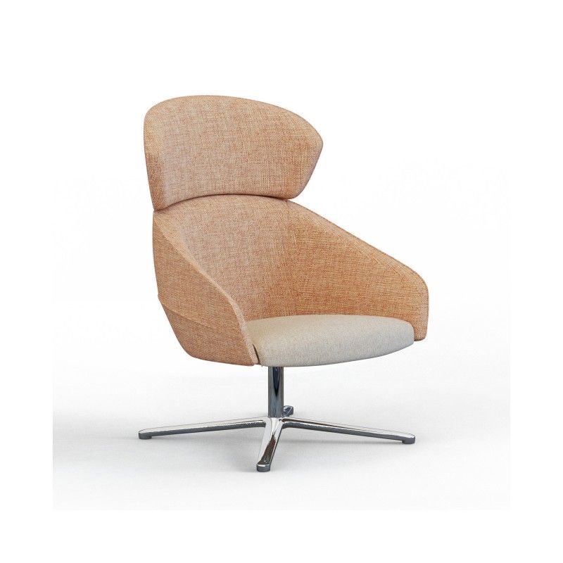 Leaf‑H4SM‑1 High‑Back Lounge Chair – Moulded Foam Interior · Fabric Upholstery · Aluminum Swivel Base
