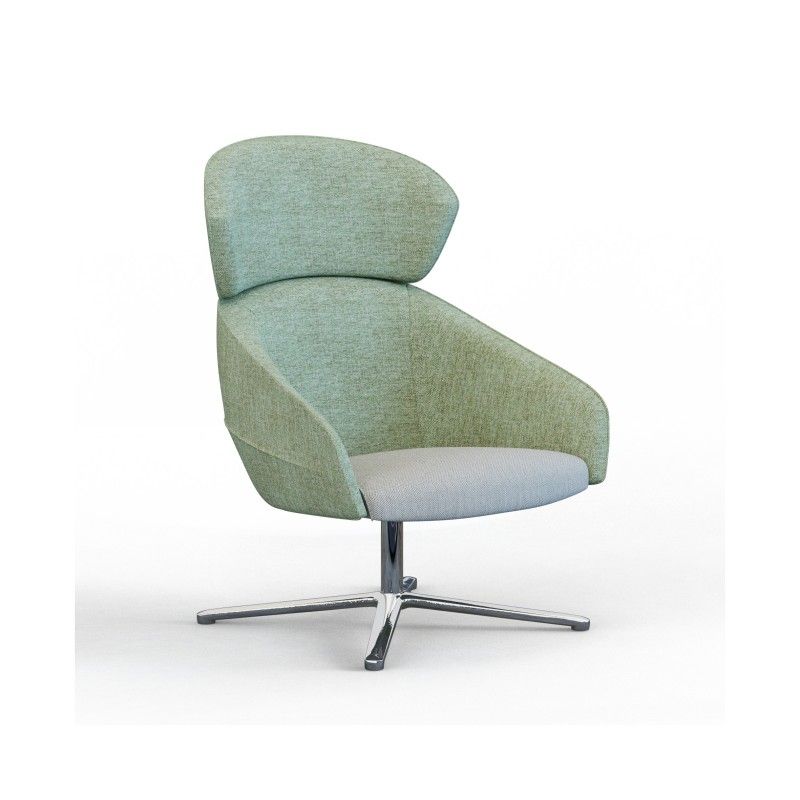 Leaf‑H4SM‑1 High‑Back Lounge Chair – Moulded Foam Interior · Fabric Upholstery · Aluminum Swivel Base