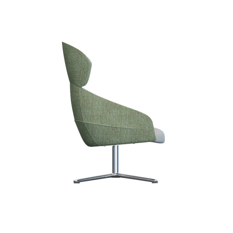 Leaf‑H4SM‑1 High‑Back Lounge Chair – Moulded Foam Interior · Fabric Upholstery · Aluminum Swivel Base