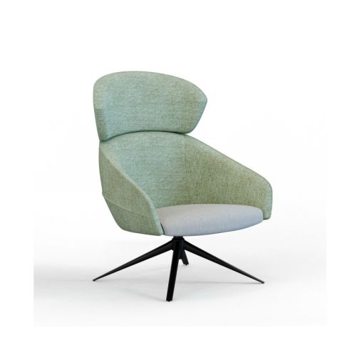 Leaf‑H4SM‑2 High‑Back Lounge Chair – Moulded Foam Interior · Fabric Upholstery · Metal Auto‑Return Swivel Base