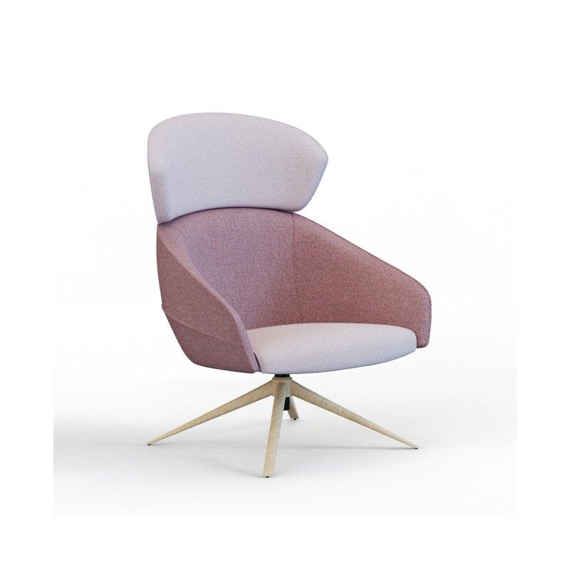 Leaf‑H4SM‑2 High‑Back Lounge Chair – Moulded Foam Interior · Fabric Upholstery · Metal Auto‑Return Swivel Base