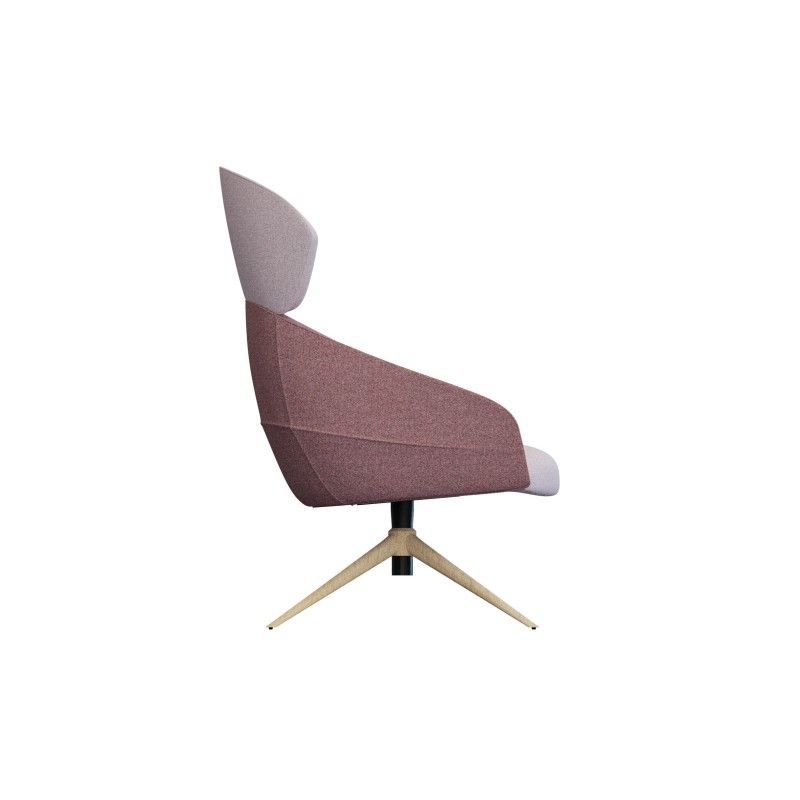 Leaf‑H4SM‑2 High‑Back Lounge Chair – Moulded Foam Interior · Fabric Upholstery · Metal Auto‑Return Swivel Base