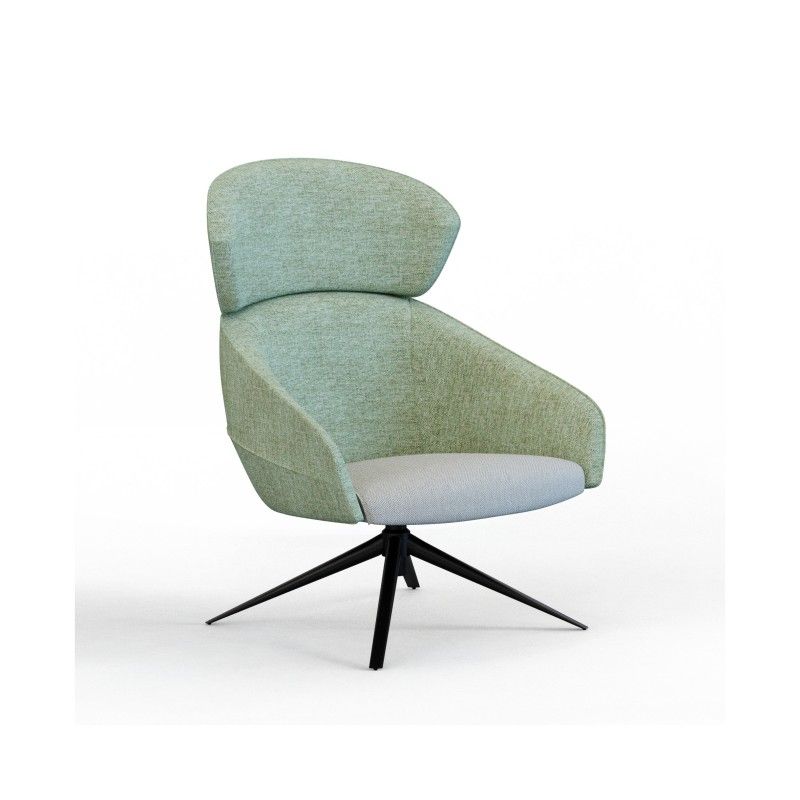 Leaf‑H4SM‑2 High‑Back Lounge Chair – Moulded Foam Interior · Fabric Upholstery · Metal Auto‑Return Swivel Base