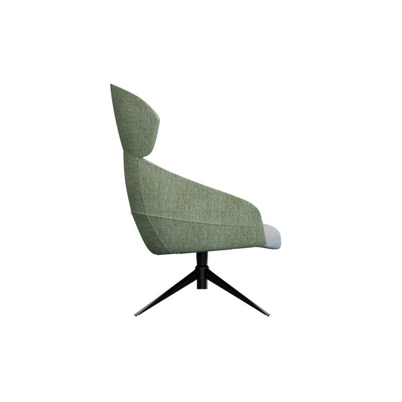 Leaf‑H4SM‑2 High‑Back Lounge Chair – Moulded Foam Interior · Fabric Upholstery · Metal Auto‑Return Swivel Base