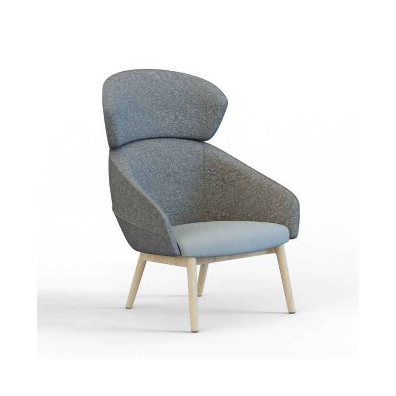 Leaf‑H4LW High‑Back Lounge Chair – Moulded Foam Interior · Fabric Upholstery · Solid Wood Base