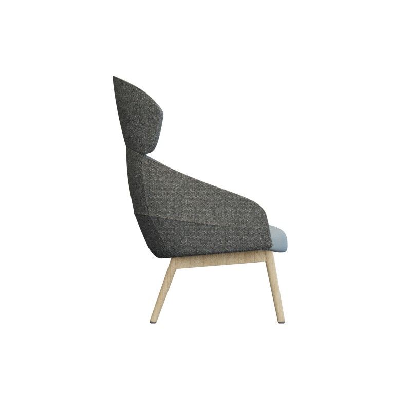 Leaf‑H4LW High‑Back Lounge Chair – Moulded Foam Interior · Fabric Upholstery · Solid Wood Base