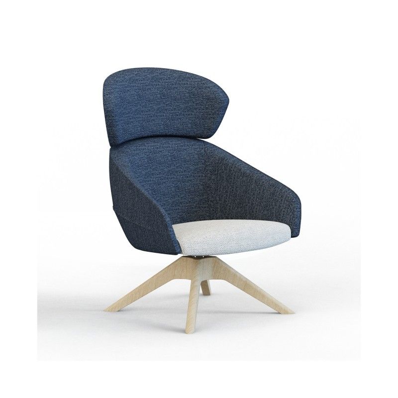Leaf‑H4SW High‑Back Lounge Chair – Moulded Foam Interior · Fabric Upholstery · Swivel Solid Wood Base