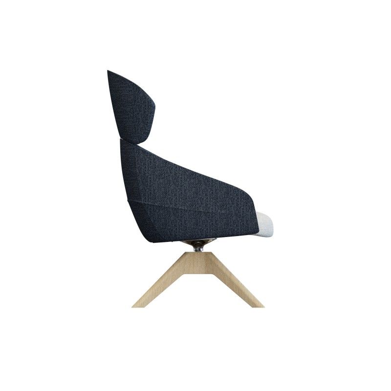 Leaf‑H4SW High‑Back Lounge Chair – Moulded Foam Interior · Fabric Upholstery · Swivel Solid Wood Base