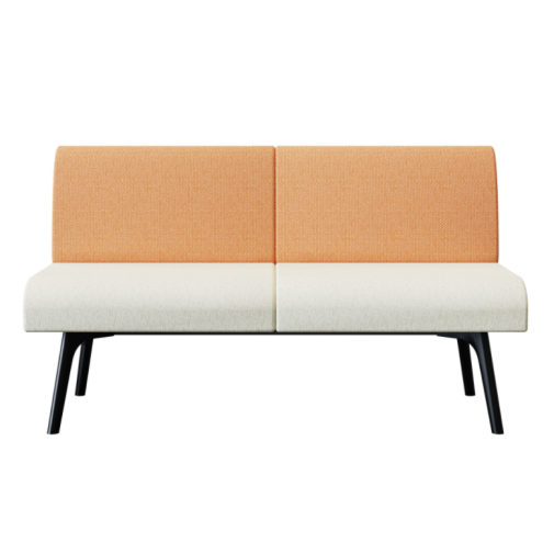 Bay‑2‑2B0A Modular Sofa – Moulded Foam Body · Double Backrest · Black Metal Base