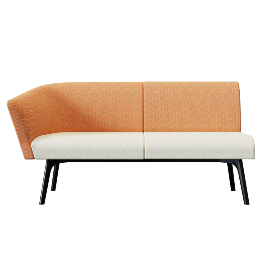 Bay‑2‑2B1A Modular Sofa – Moulded Foam Body · Black Metal Base · One‑Side Backrest