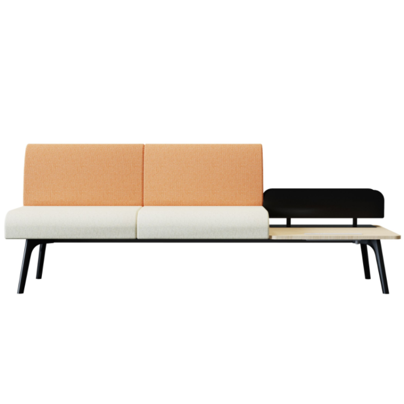 Bay‑3‑3B0A Modular Sofa – Triple‑Seat Moulded Foam Design · Black Metal Tripod Base