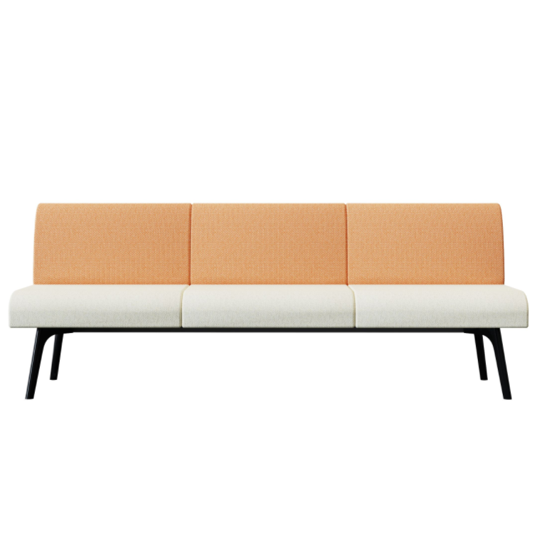 Bay‑3‑3B0A Modular Sofa – Triple‑Seat Moulded Foam Design · Black Metal Tripod Base