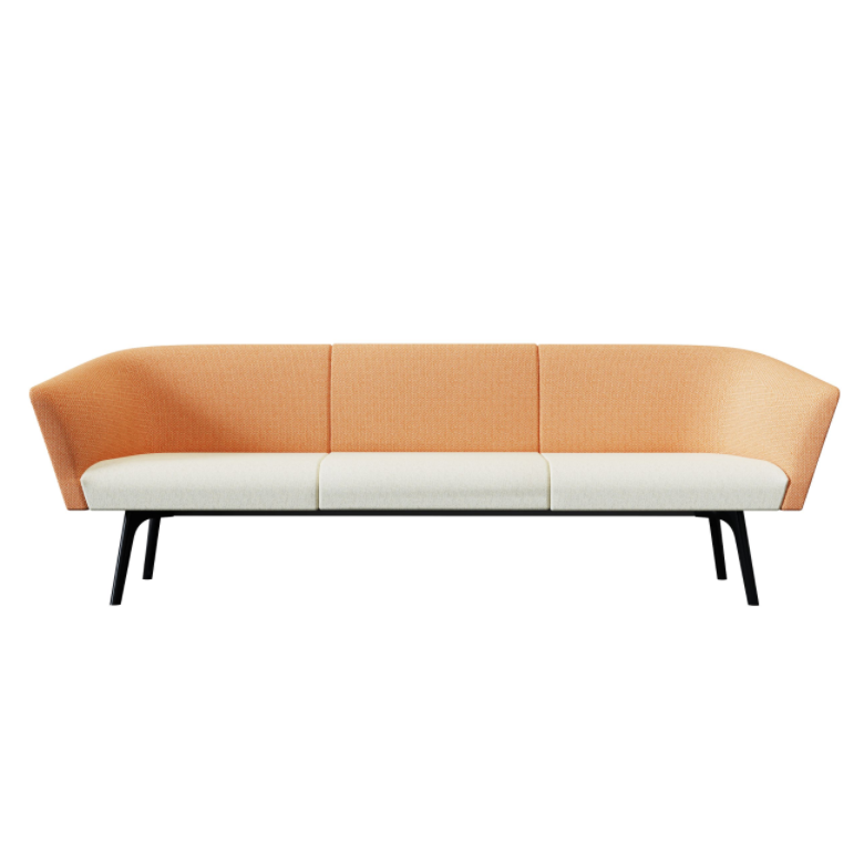 Bay‑3‑3B2A Modular Sofa – Moulded Foam Seat · Black Metal Frame · Dual‑Side Backrests