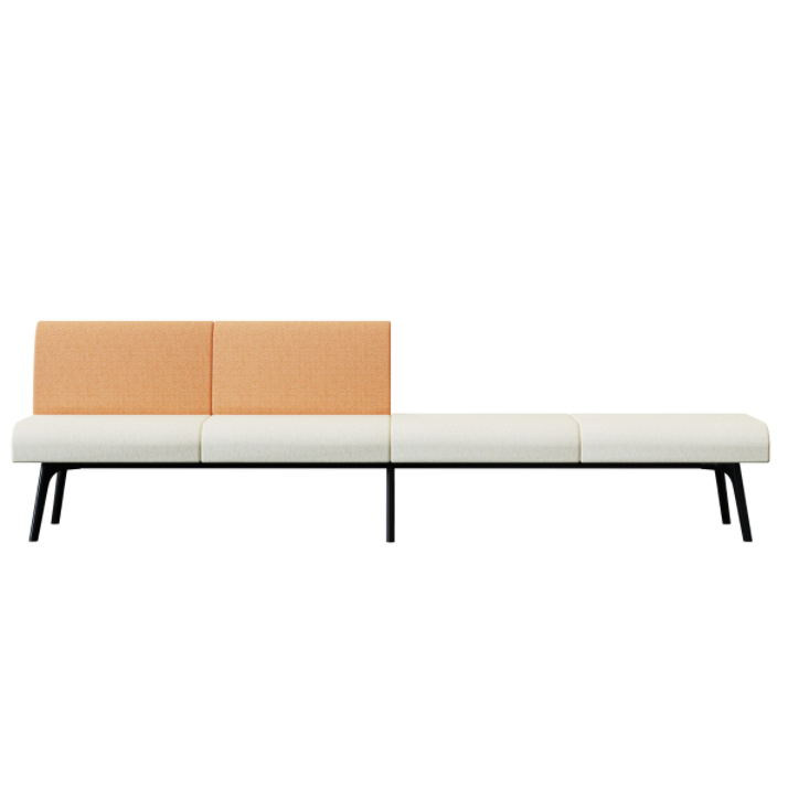 Bay‑4‑2B0A Modular Sofa – Moulded Foam Construction · Dual Backrest Design · Black Metal Frame