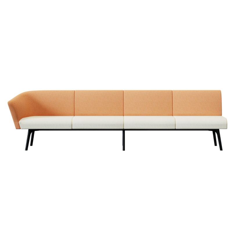 Bay‑4‑4B1RA Modular Sofa – Four‑Seat Unit · Four Backrests · Right‑End Armrest · Black Metal Frame
