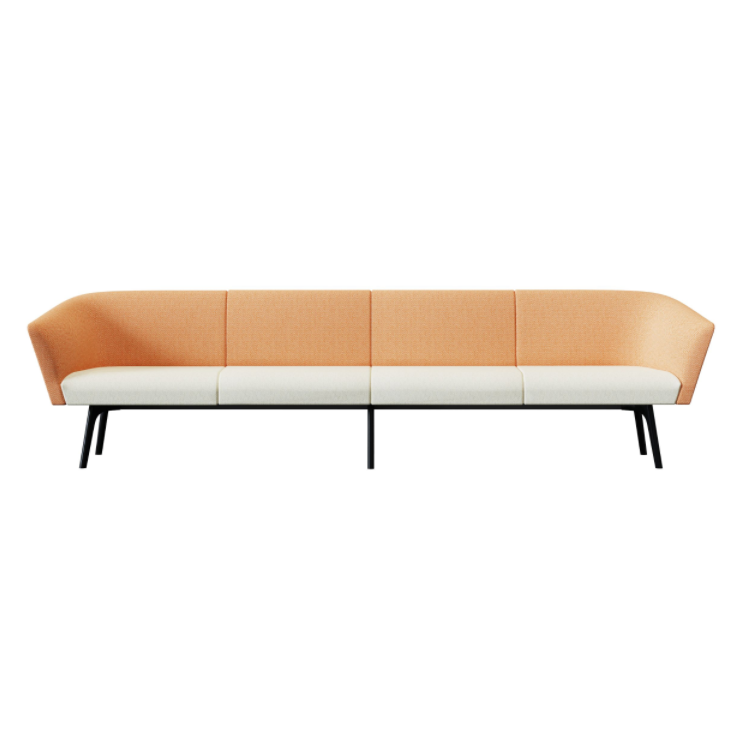 Bay‑4‑4B2A Modular Sofa – Four‑Seat Unit · Four Backrests · Dual Armrests · Black Metal Frame