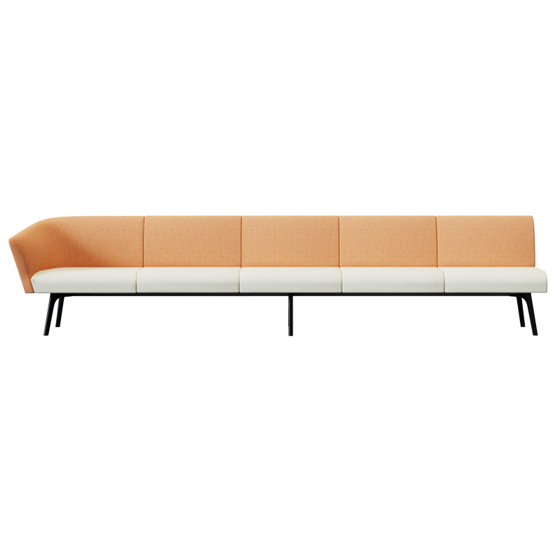 Bay‑5‑5B1A Modular Sofa – Five‑Seat Unit · Five Backrests · Single Armrest · Moulded Foam Body · Black Metal Frame