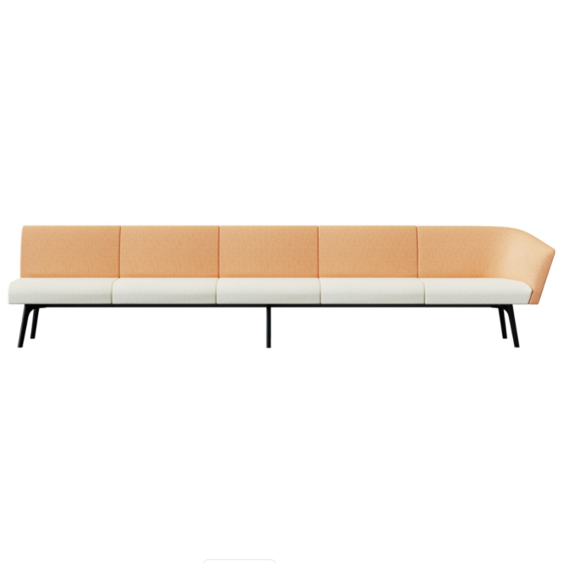 Bay‑5‑5B1A Modular Sofa – Five‑Seat Unit · Five Backrests · Single Armrest · Moulded Foam Body · Black Metal Frame