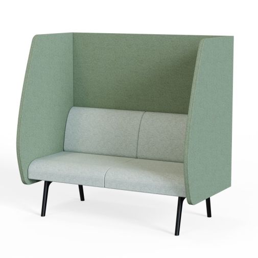 Bay‑Booth‑2 – Two‑Seat Acoustic Booth · Moulded Foam Upholstery · Black Metal Frame