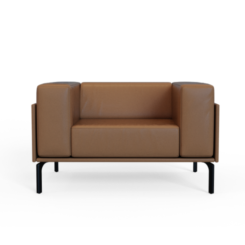 SQ‑A‑01 – Single‑Seat Sofa · Solid Wood Frame · High‑Resilience Foam · Aluminium Alloy Legs